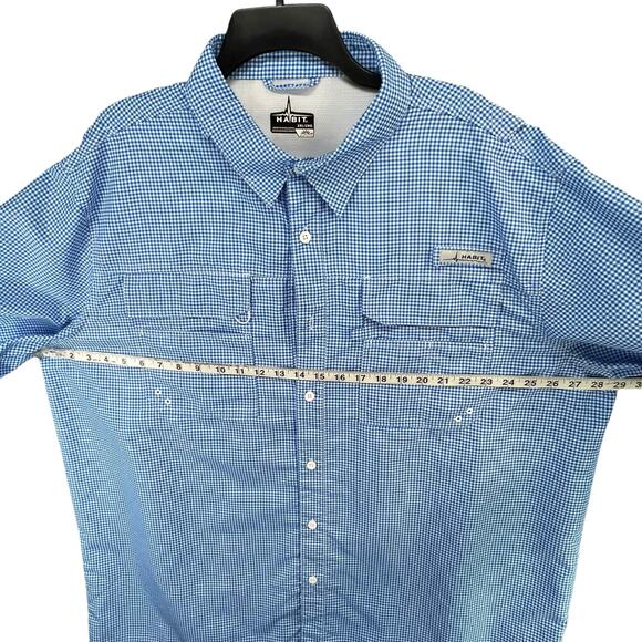 Habit River Guide Fishing Shirt Mens 2XL Blue Check Vented UV Lakeside Outdoors - Picture 6 of 13